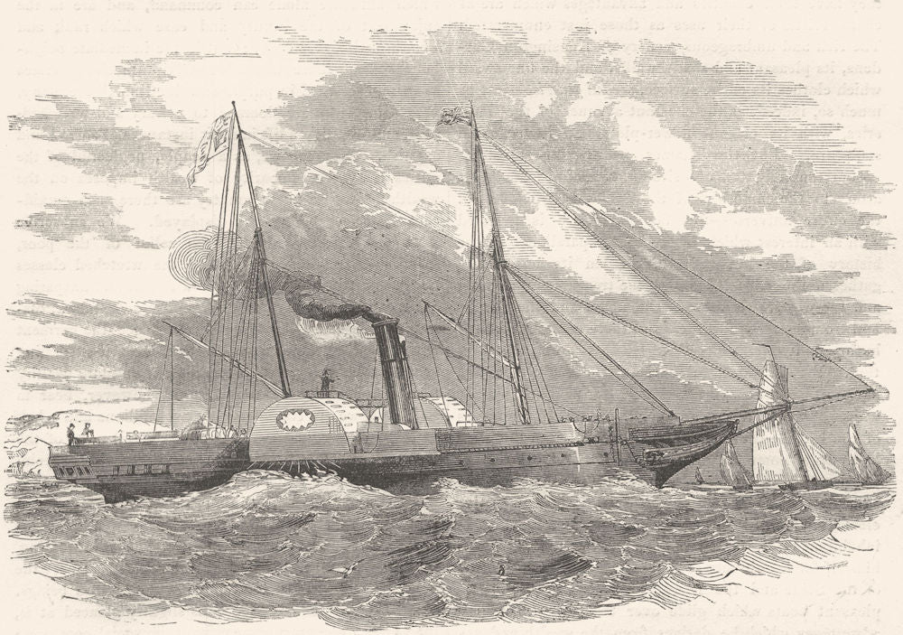 YACHTS. The Royal Victoria and Albert Steam Yacht 1850 old antique print